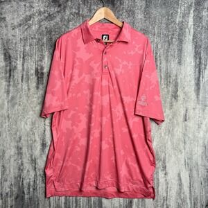 Footjoy Polo Shirt Mens XL Pink Camo Floral Performance Golf Athletic Casual